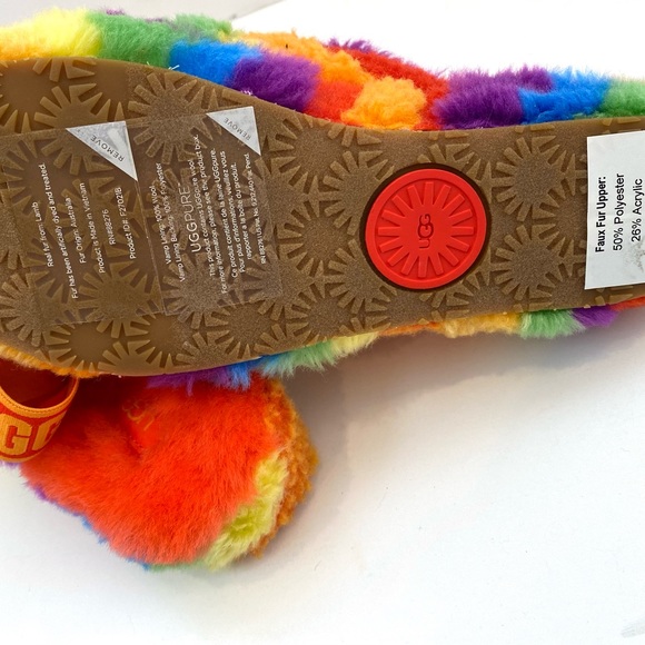 UGG Fluff Yeah Cali Collage Rainbow Pride Slide Slipper Sandal Woman’s - Picture 4 of 5